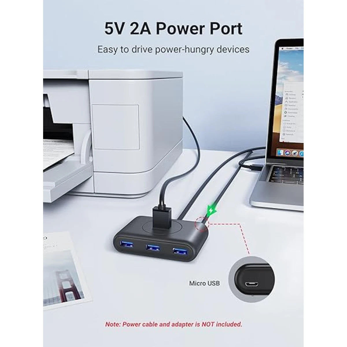 UGREEN 4-Port USB 3.0 Hub with 1M Cable – 5Gbps Speed