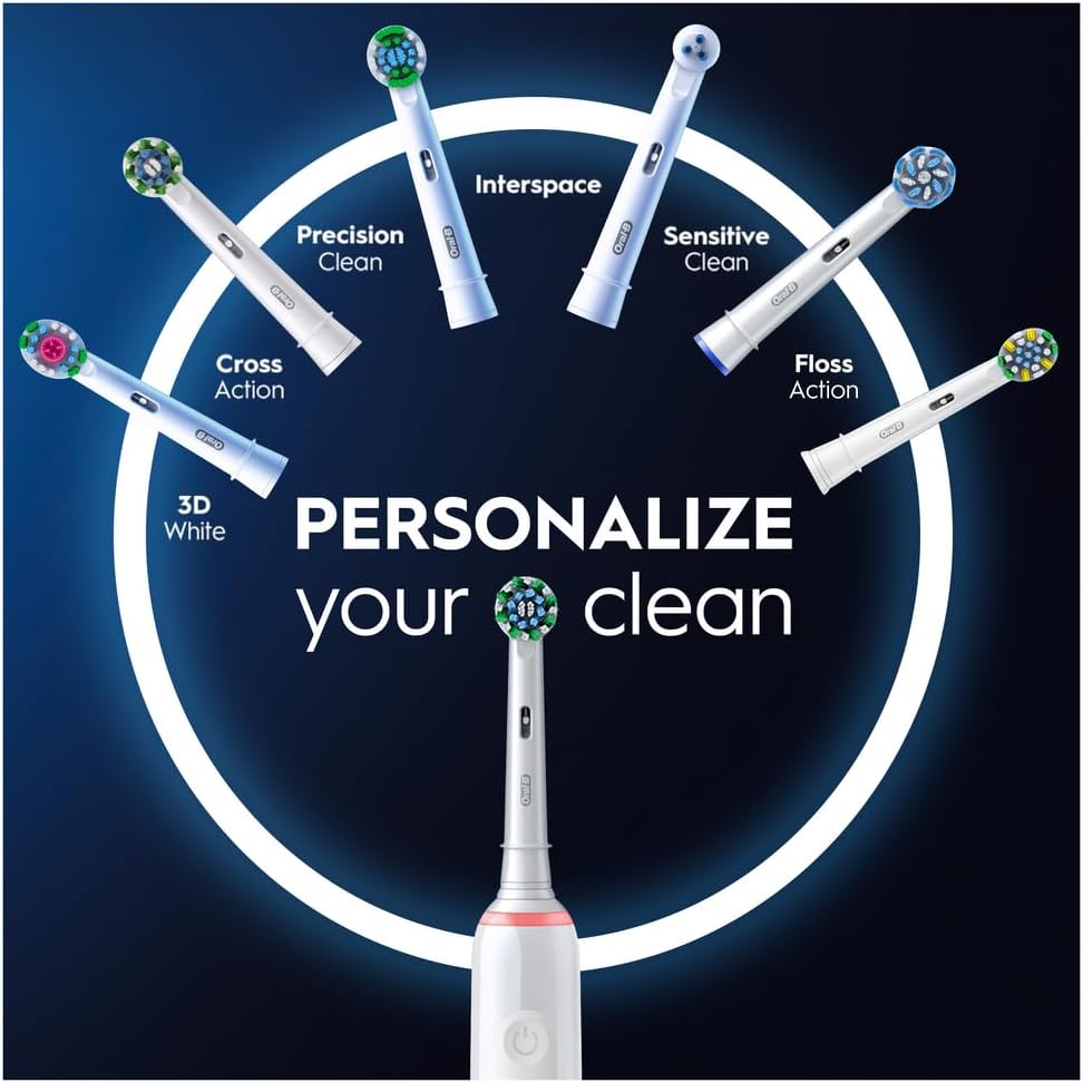Oral-B by Braun Pro 3 3500 Electric Toothbrush with Smart Pressure Sensor Travel Case & 2 Sensitive Heads – White