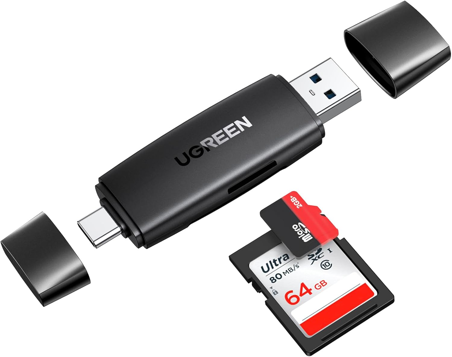 UGREEN USB-A & USB-C SD Card Reader – Dual Slot, 5Gbps, OTG-Ready