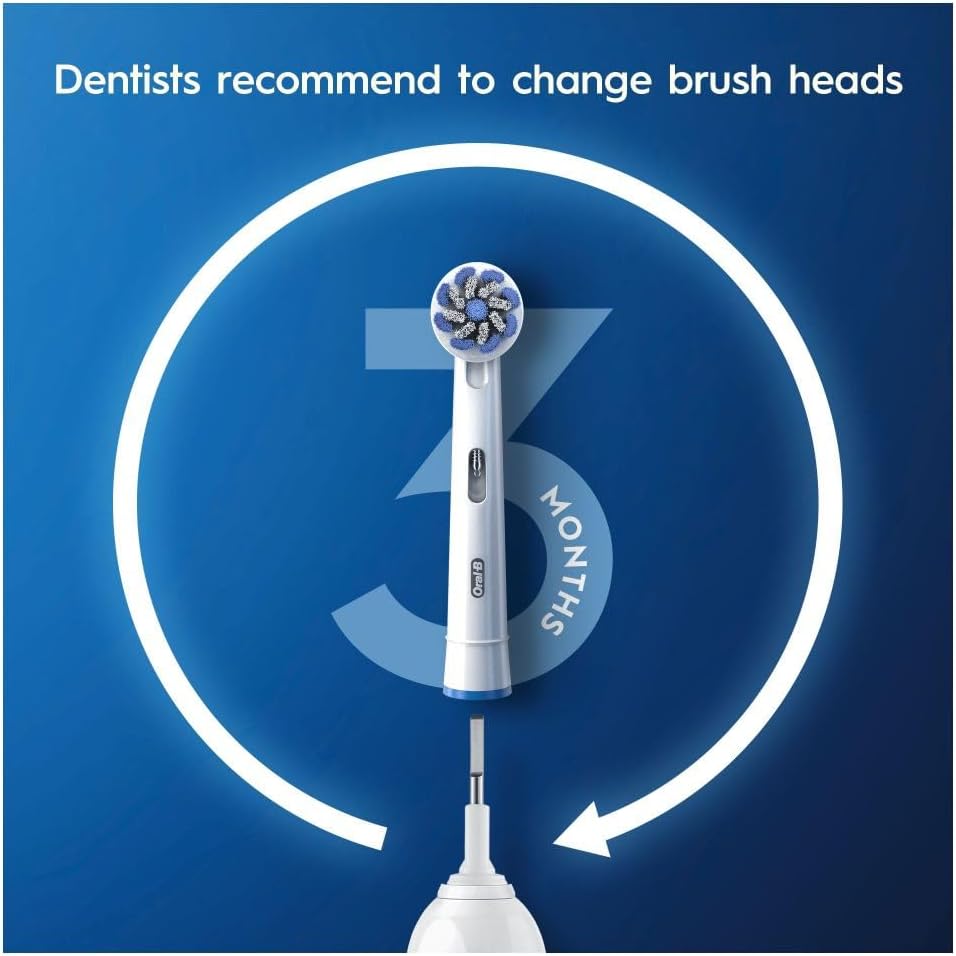 Oral-B Sensitive Clean Electric Toothbrush Head with Clean & Care Technology Pack of 12 - White