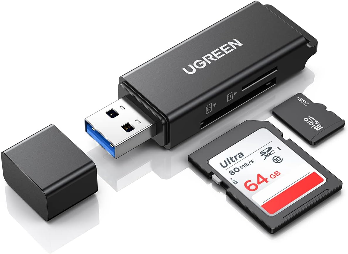 UGREEN USB 3.0 SD Card Reader – Dual Slot, High-Speed, Compact