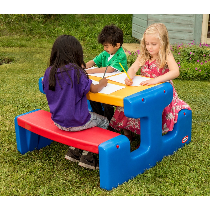 Little Tikes Large Picnic Table – Primary Colors | Kids Outdoor Table for 6