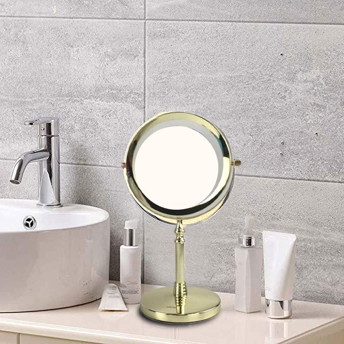 ARMN Delta LED Magnifying Stand Mirror - Gold