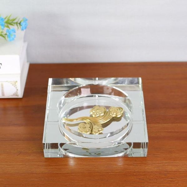 ARMN Century Crystal Ashtray 18cm – Elegant Square Design