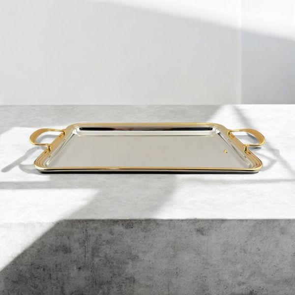 Zolten Rectangular Tray Silver & Gold 50×32.2 cm – Elegant