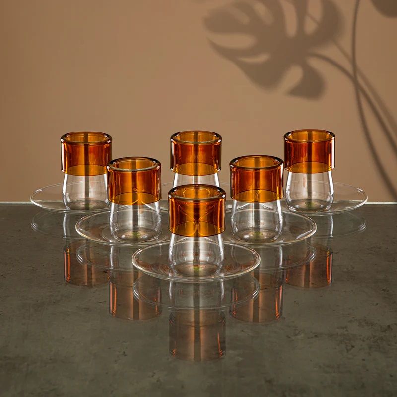 Almarjan 12-Piece Glass Tea Set - Brown