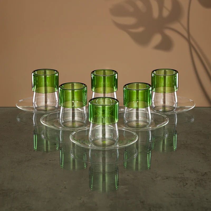 Almarjan 12-Piece Glass Tea Set - Green