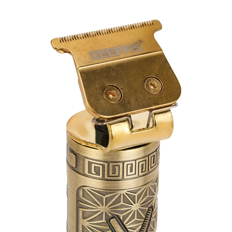 Geepas GTR56038 Professional Digital Hair Clipper – T-Blade, 180-Min Runtime, LCD Display, Type-C | Golden & Black