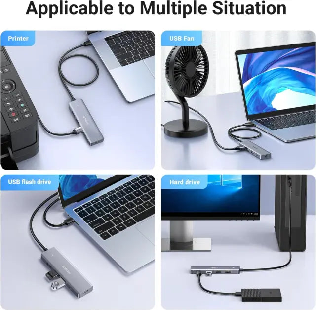 UGREEN USB 3.0 Hub – 3× USB-A + 1× USB-C Ports + Power Input