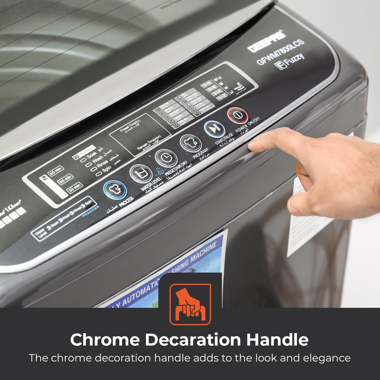 Geepas Fully Automatic Top Load Washing Machine 7KG | Stainless Steel Inner Basket | IMD Controls | Auto Off Memory Power | Auto Balancing | Silver | GFWM7800LCQ