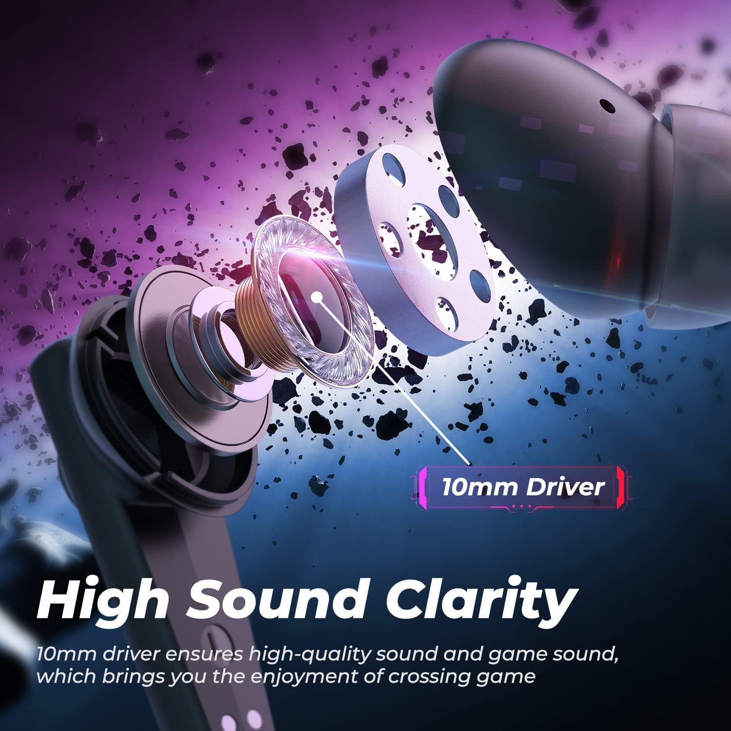 SoundPEATS CyberGear: Bluetooth 5.3, RGB Lights, Low-Latency, 26H Playtime - BLACK