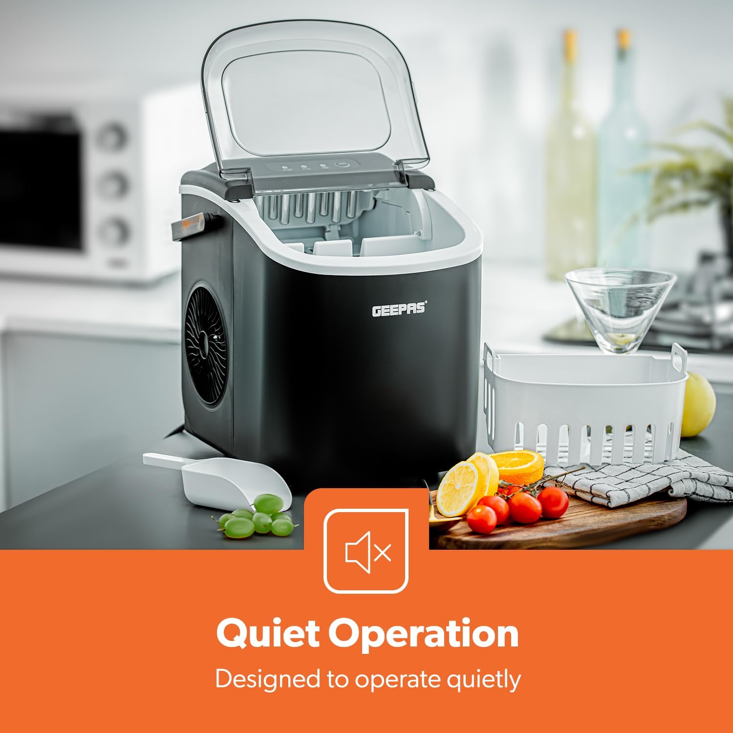 Geepas Portable Ice Maker GIM63053UK - 12kg/Day, 7-Min Fast Ice