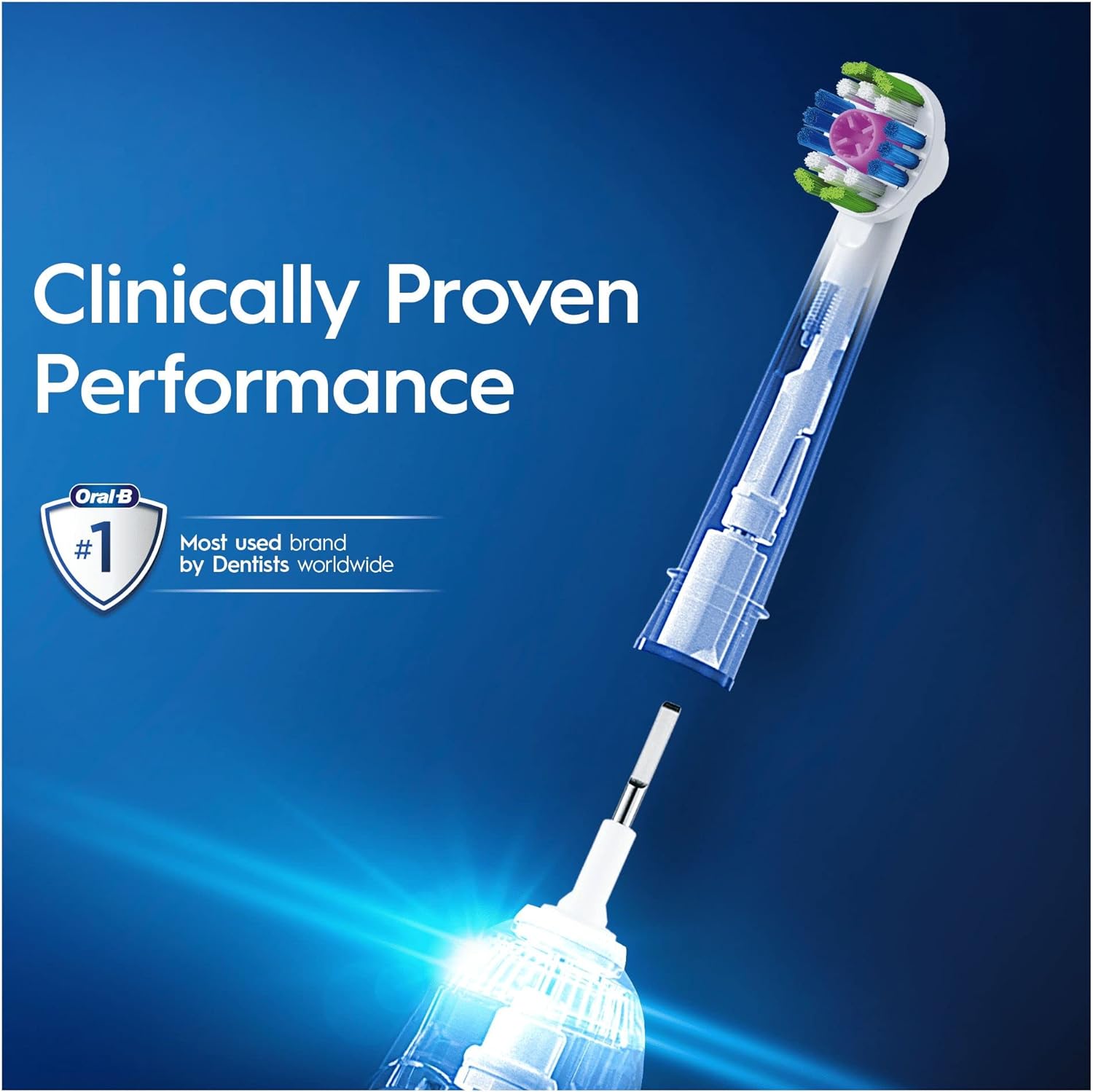 Oral-B 3D White PRO Electric Toothbrush Head with CleanMaximiser Technology Angled Bristles for Deeper Plaque Removal Pack of 8