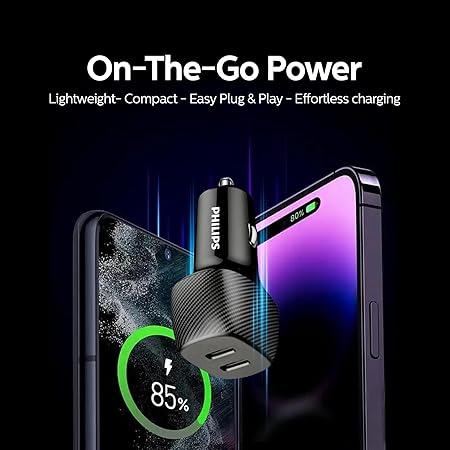 Philips DLP5522C 60W Dual USB-C Car Charger Fast Charging