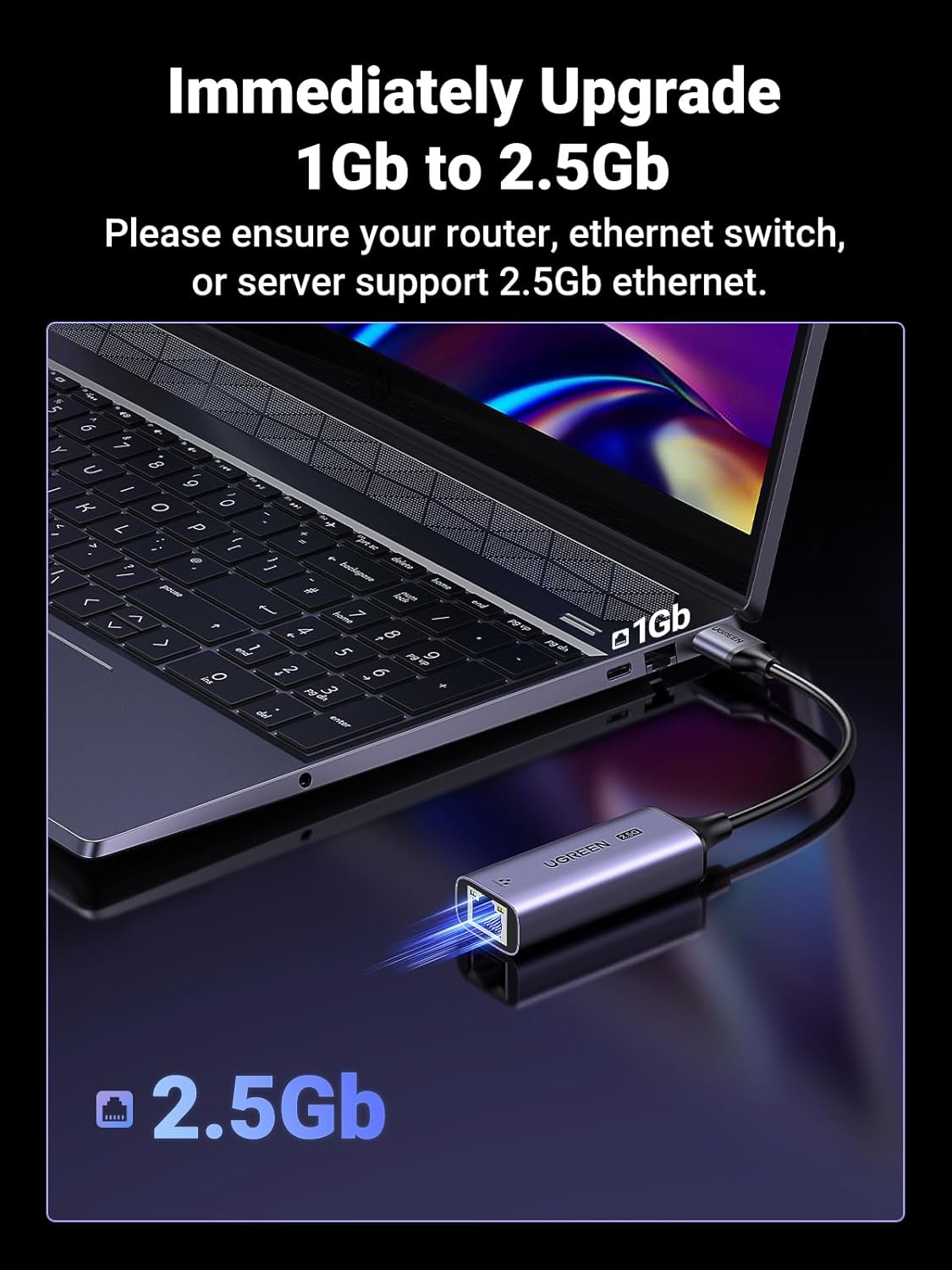 UGREEN 2.5Gbps USB to Ethernet Adapter – USB 3.0 to RJ45.