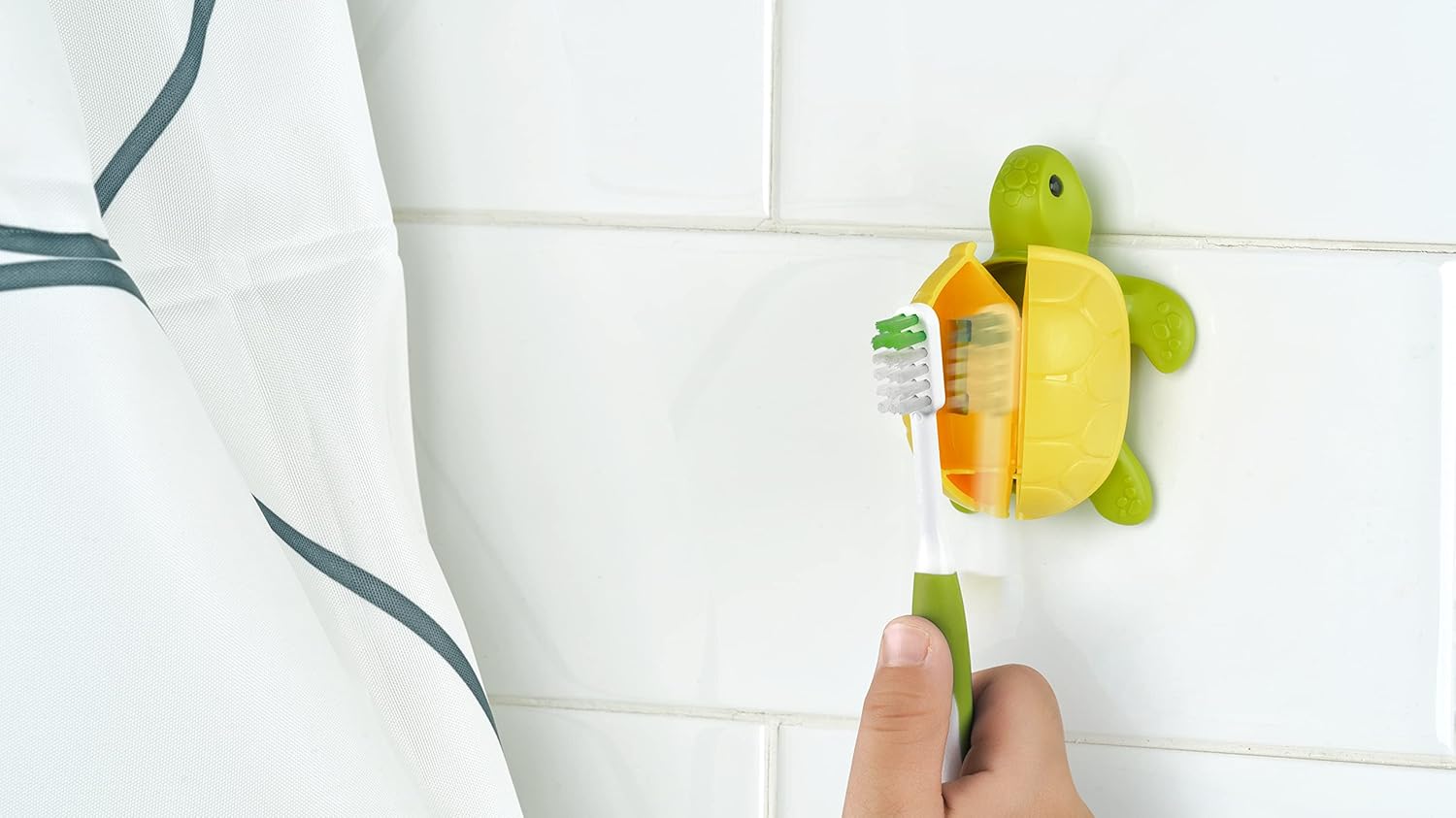 Flipper Fun Animal Turtle Toothbrush Cover - Kids Suction Cup Holder