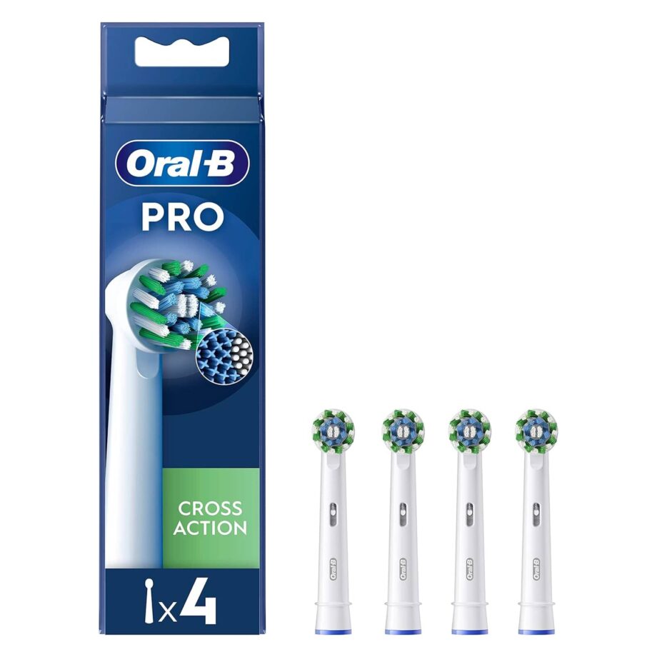 Oral-B Cross Action Electric Toothbrush Head With Clean Maximiser Technology Pack Of 4 - White