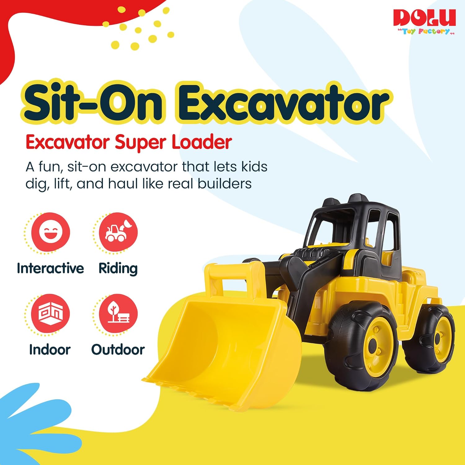 Dolu Mega Loader Toy Excavator 69cm – Yellow & Black