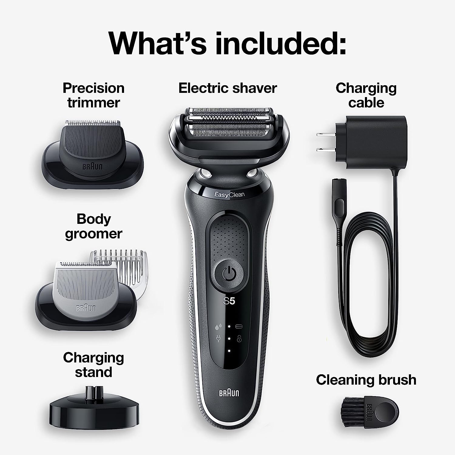 Braun Series 5: Rechargeable Electric Razor for Men - Wet & Dry, Easy Clean - Black
