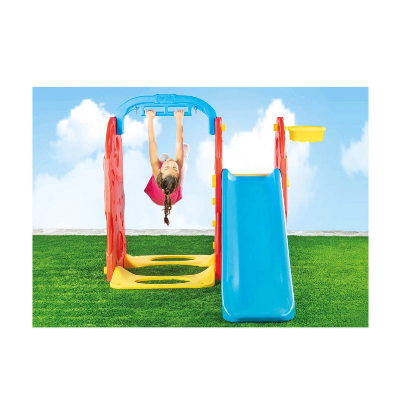 Dolu 4-in-1 Playground – Kids Outdoor Play Set with Slide, Swing & Basketball