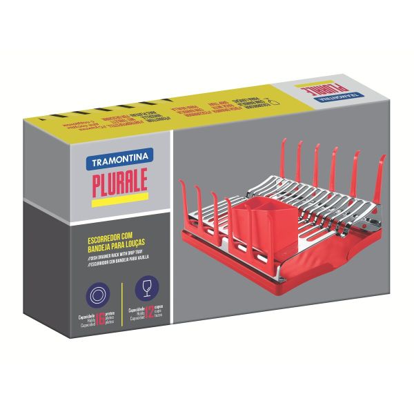 Tramontina Plurale 48.4×32cm Large Dish Drainer - Gray
