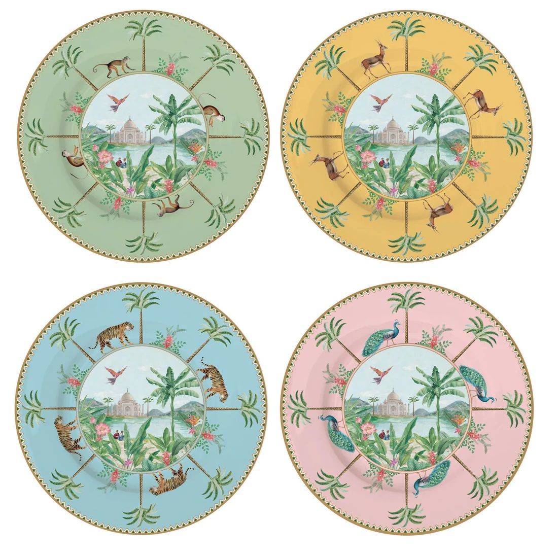 Easy Life Paradise Sauvage 4-Piece Dessert Plate Set – Multicolored