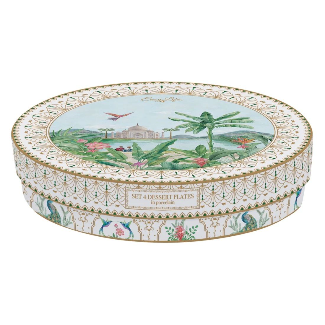 Easy Life Paradise Sauvage 4-Piece Dessert Plate Set – Multicolored
