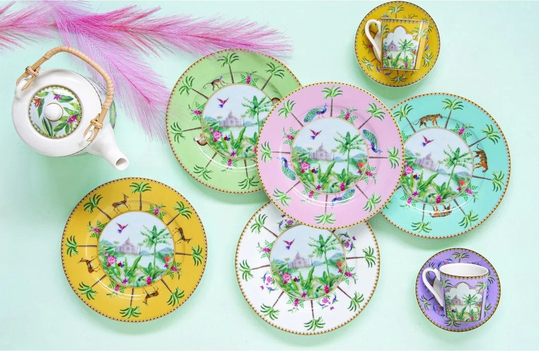 Easy Life Paradise Sauvage 4-Piece Dessert Plate Set – Multicolored