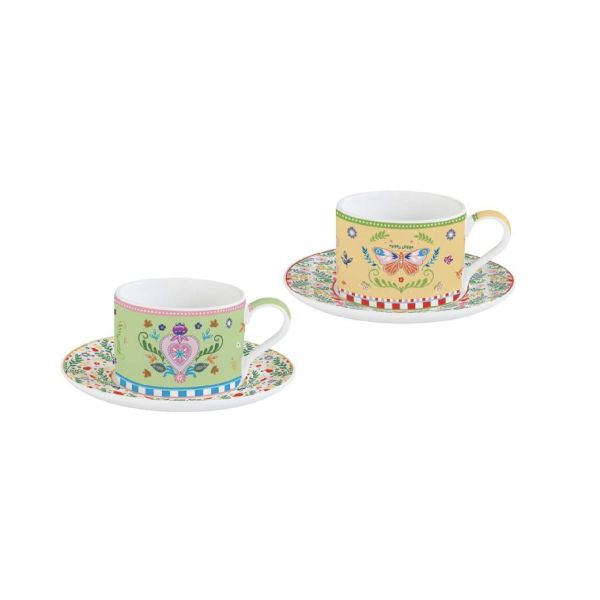 Easy Life Spring Folk Tea Cups Set of 4 240ml with Box - Multicolor