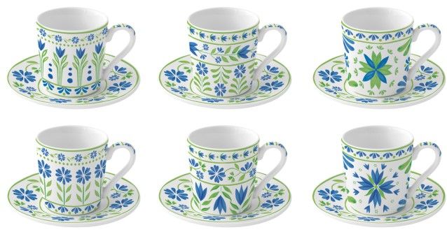 Easy Life Flowers Garden 12-Piece Coffee Cups Set – Elegant
