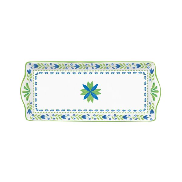 Easy Life Flowers Garden 35×15cm Serving Plate with Box - Blue & Green
