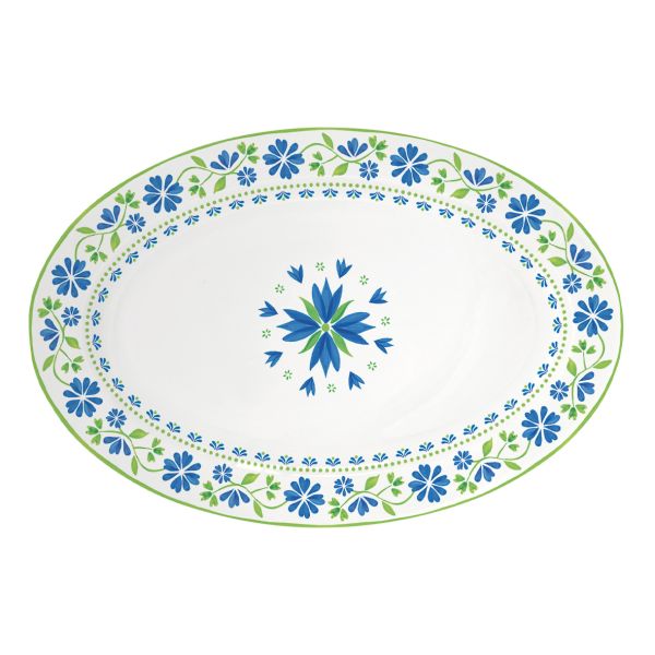 Easy Life Flowers Garden 35×23cm Serving Plate with Box - Blue & Green