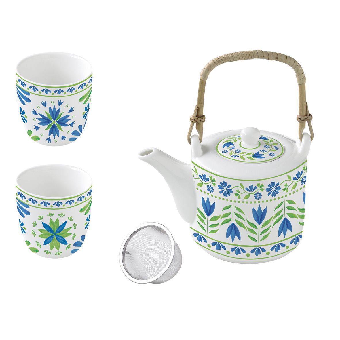 Easy Life Flowers Garden Tea Set - Blue & Green