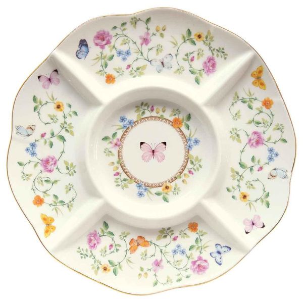 Easy Life Dancing Butterflies Divided Serving Plate 25.5cm with Box - Multicolor