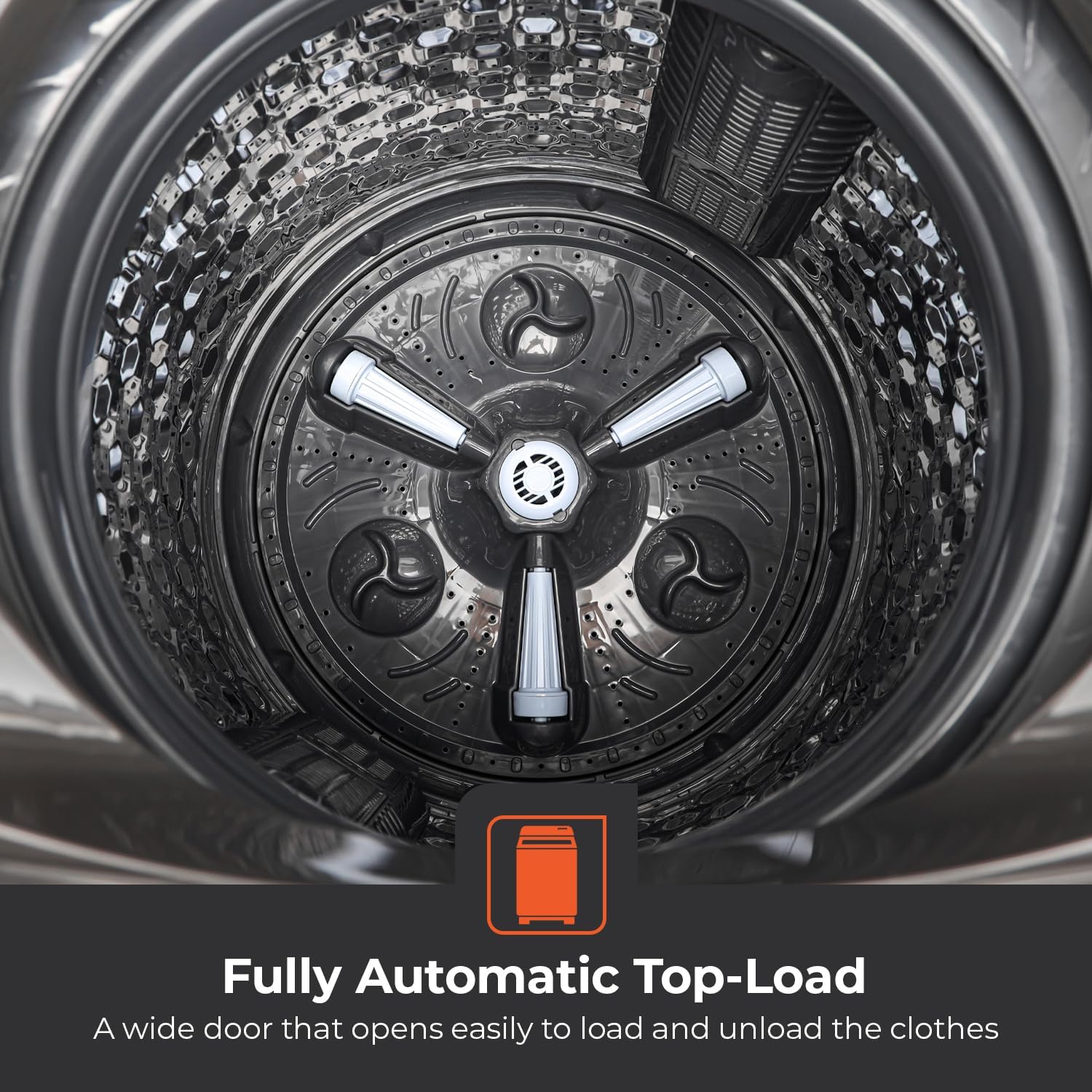 Geepas Fully Automatic Top Load Washing Machine 7KG | Stainless Steel Inner Basket | IMD Controls | Auto Off Memory Power | Auto Balancing | Silver | GFWM7800LCQ