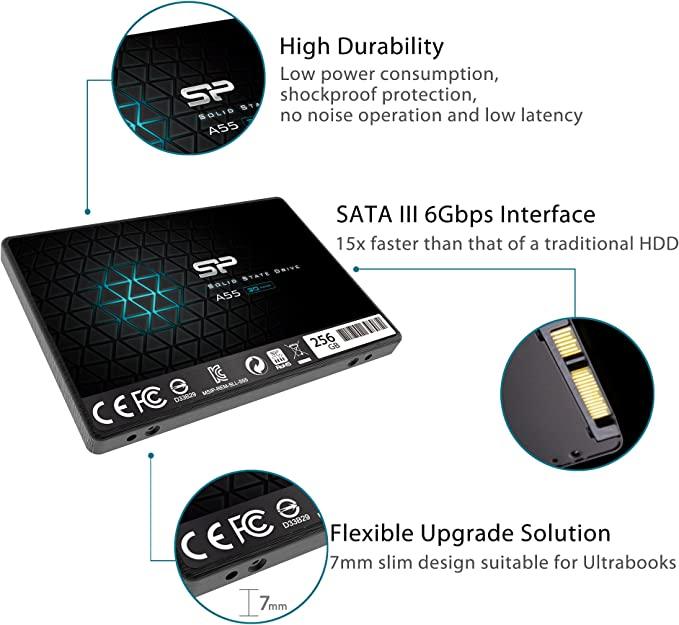 Silicon Power 256GB SSD Slim Design - Black