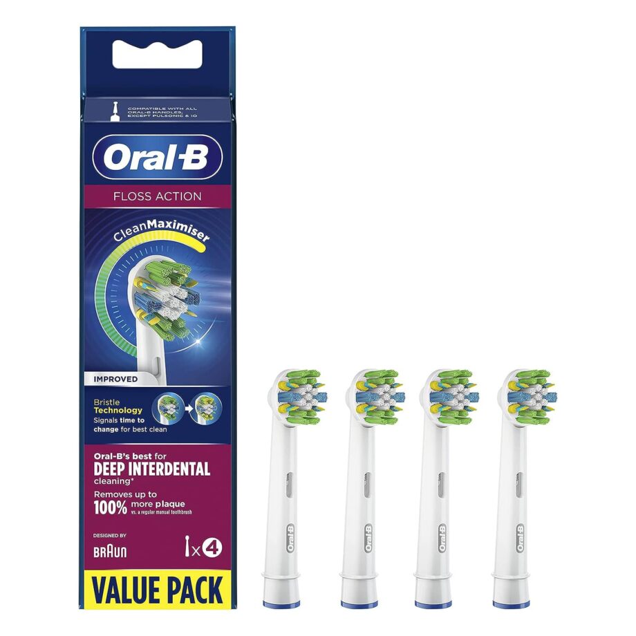 Oral-B Floss Action Electric Toothbrush Heads with CleanMaximiser Technology 4 Pack