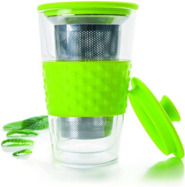 Ibili Vaso 250 ml Glass Tea Mug w/ Infuser – Green