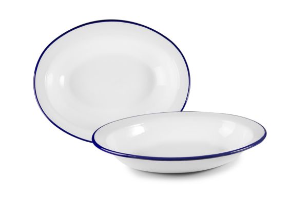 Ibili Blanca Oval Plate 32×25cm – White & Blue