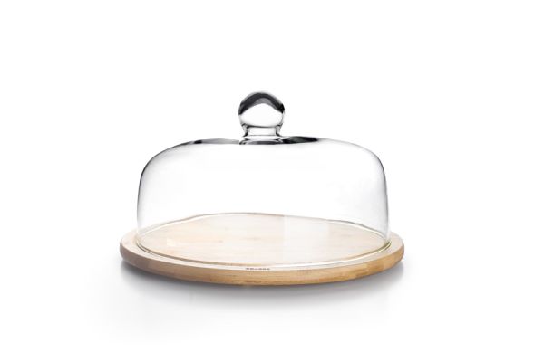 Ibili 30cm Glass & Bamboo Cake Dome – Elegant Serving