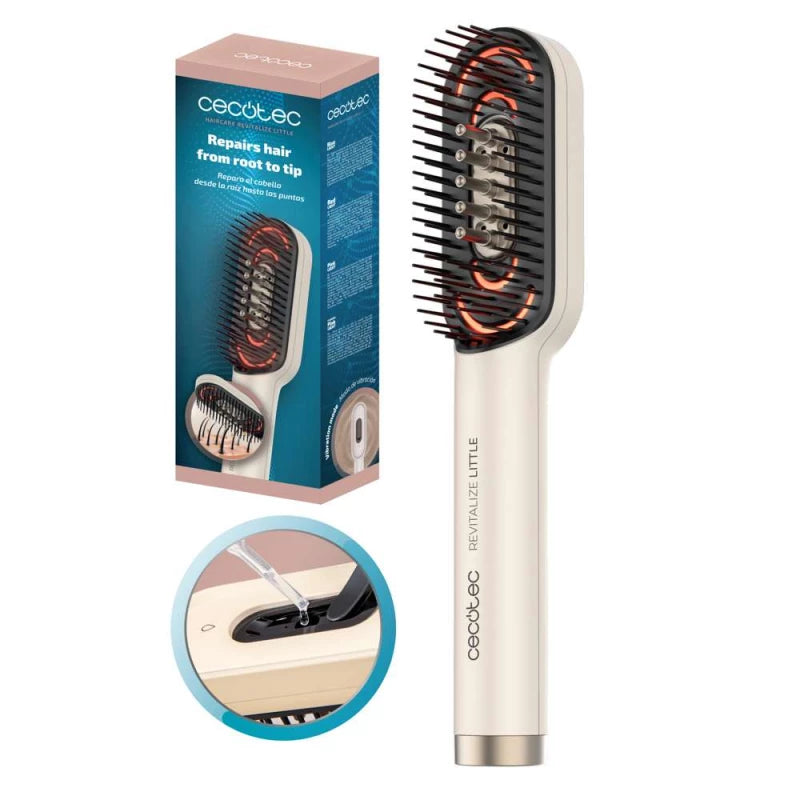 Cecotec HairCare Revitalize Little LED Hair Treatment Brush Serum Dispenser Vibration Massage
