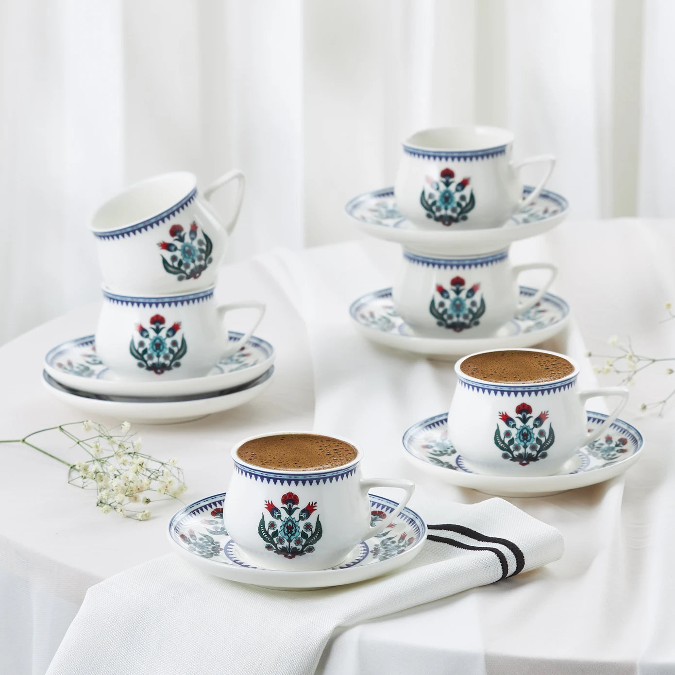 KARACA ÇİNİ Coffee Cup Set 90 ml – 6 Ottoman Style