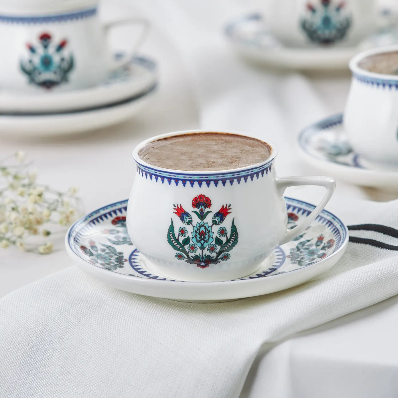 KARACA ÇİNİ Coffee Cup Set 90 ml – 6 Ottoman Style