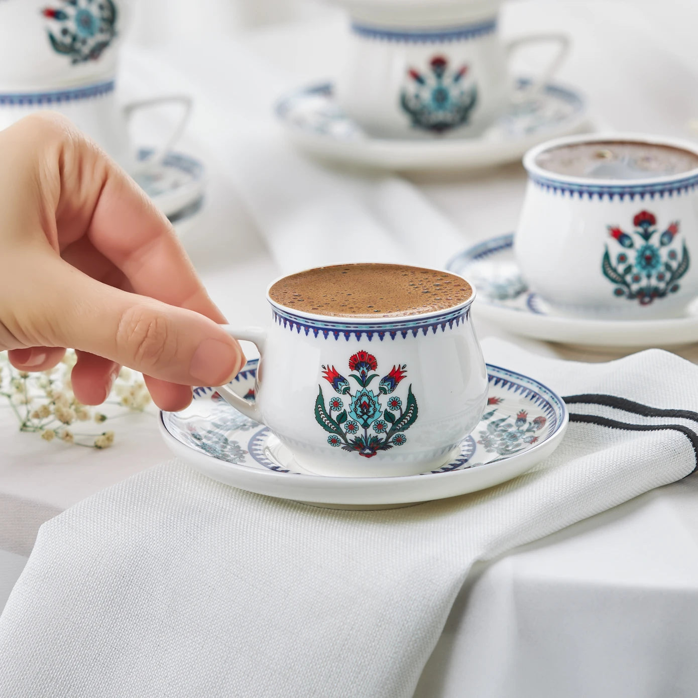 KARACA ÇİNİ Coffee Cup Set 90 ml – 6 Ottoman Style