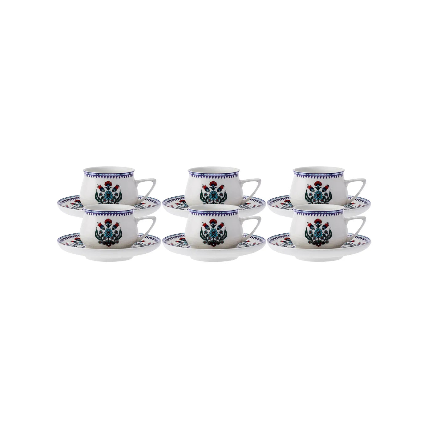 KARACA ÇİNİ Coffee Cup Set 90 ml – 6 Ottoman Style