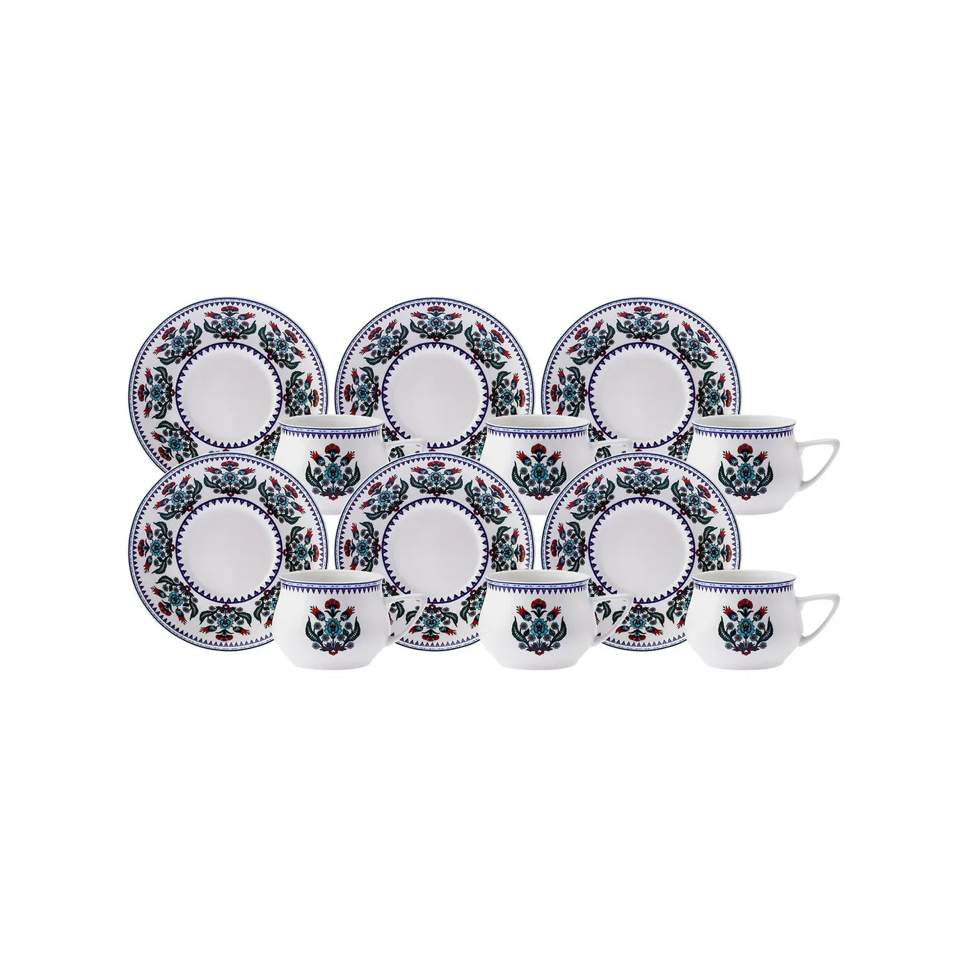 KARACA ÇİNİ Coffee Cup Set 90 ml – 6 Ottoman Style