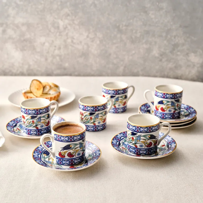 Karaca Rumeli 6 Coffee Cups Blue 80ml Set