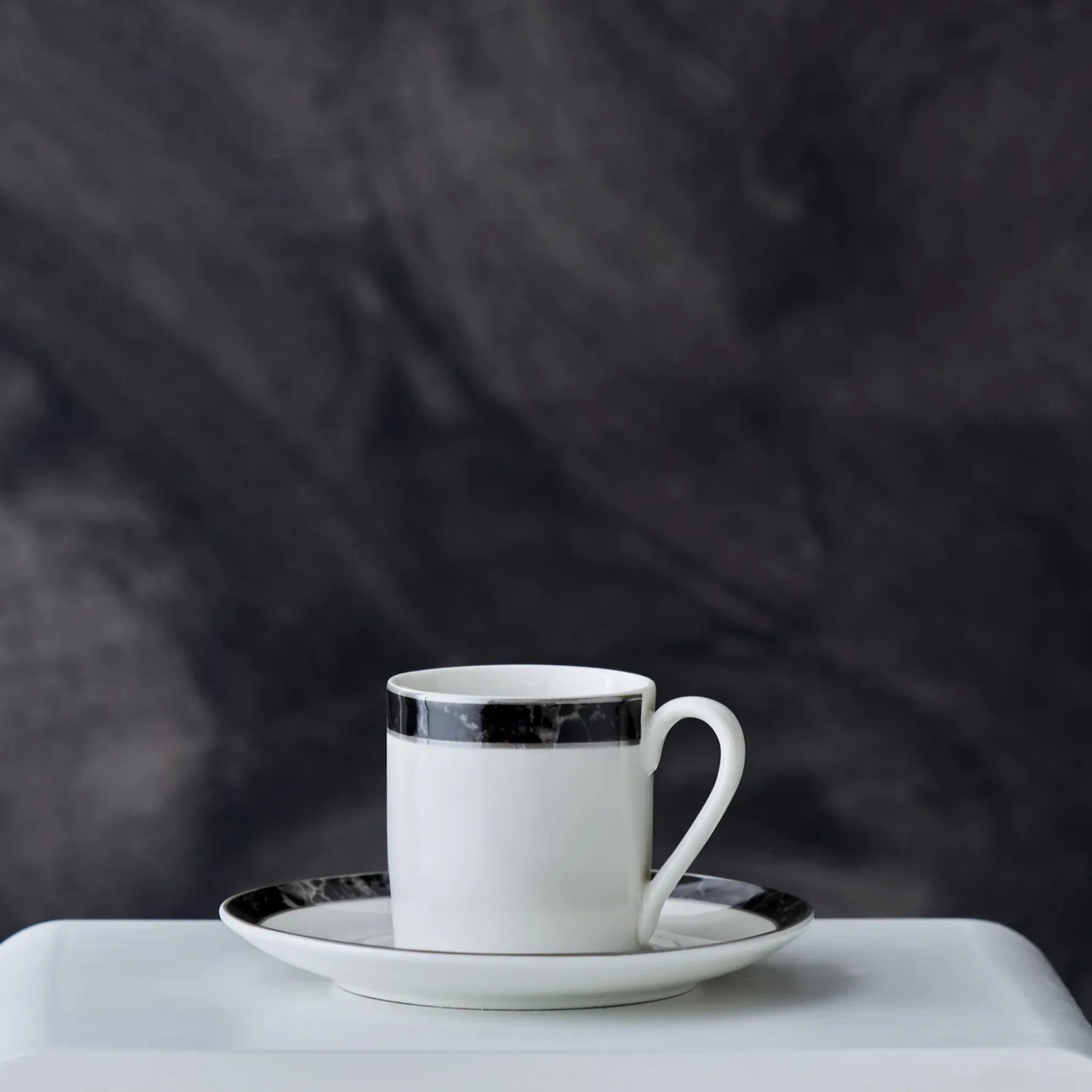 KARACA Checkered Black Coffee Cup Set, Elegant