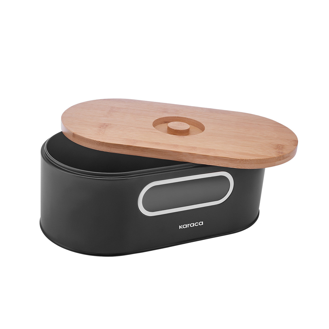 KARACA Stream 2in1 Bread Box & Cutting Board – Black Design