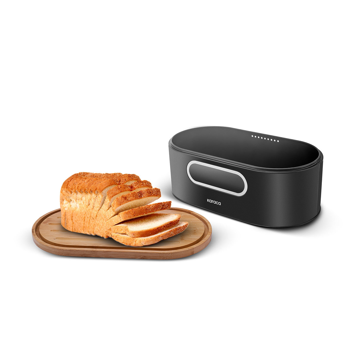 KARACA Stream 2in1 Bread Box & Cutting Board – Black Design